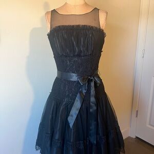Jessica McClintock Women’s Dress Black Lace Tulle Skirt Sz 6 Vintage See Photo
